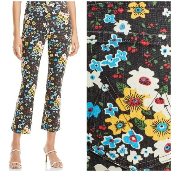 Mother high waisted ankle kick flare Floral Patterned Jeans - Picture 1 of 11